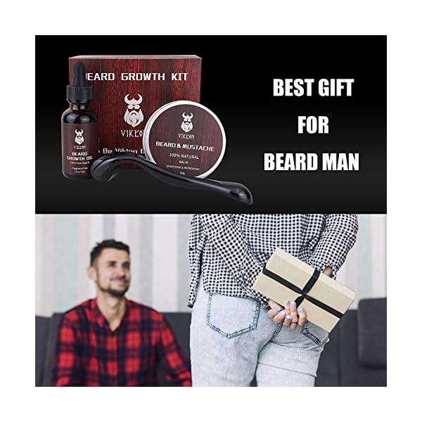 Beard Growth Kit, VIKICON Bartpflege Set, Bartwachstum Kit für Männer, Bart Derma Roller Bartwachstum Serum Öl Bart… – Bild 6
