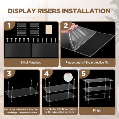 Image of 3-Tier Acrylic Shoe Shelf, Clear Acrylic Organizer, 25.6 inch L X 11.8 inch W X 20.3 inch H, Each Tier Holds up to 4 Pairs of Heels, Sneakers, Flats, Ideal for Closet, Entryway, Bedroom, Easy Assembly