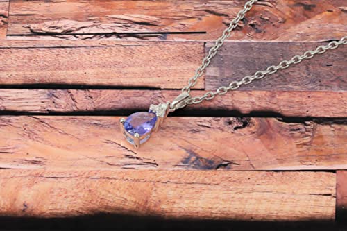 925 Sterling Silver 1/2Ct Genuine Tanzanite Diamond Teardrop Pendant2