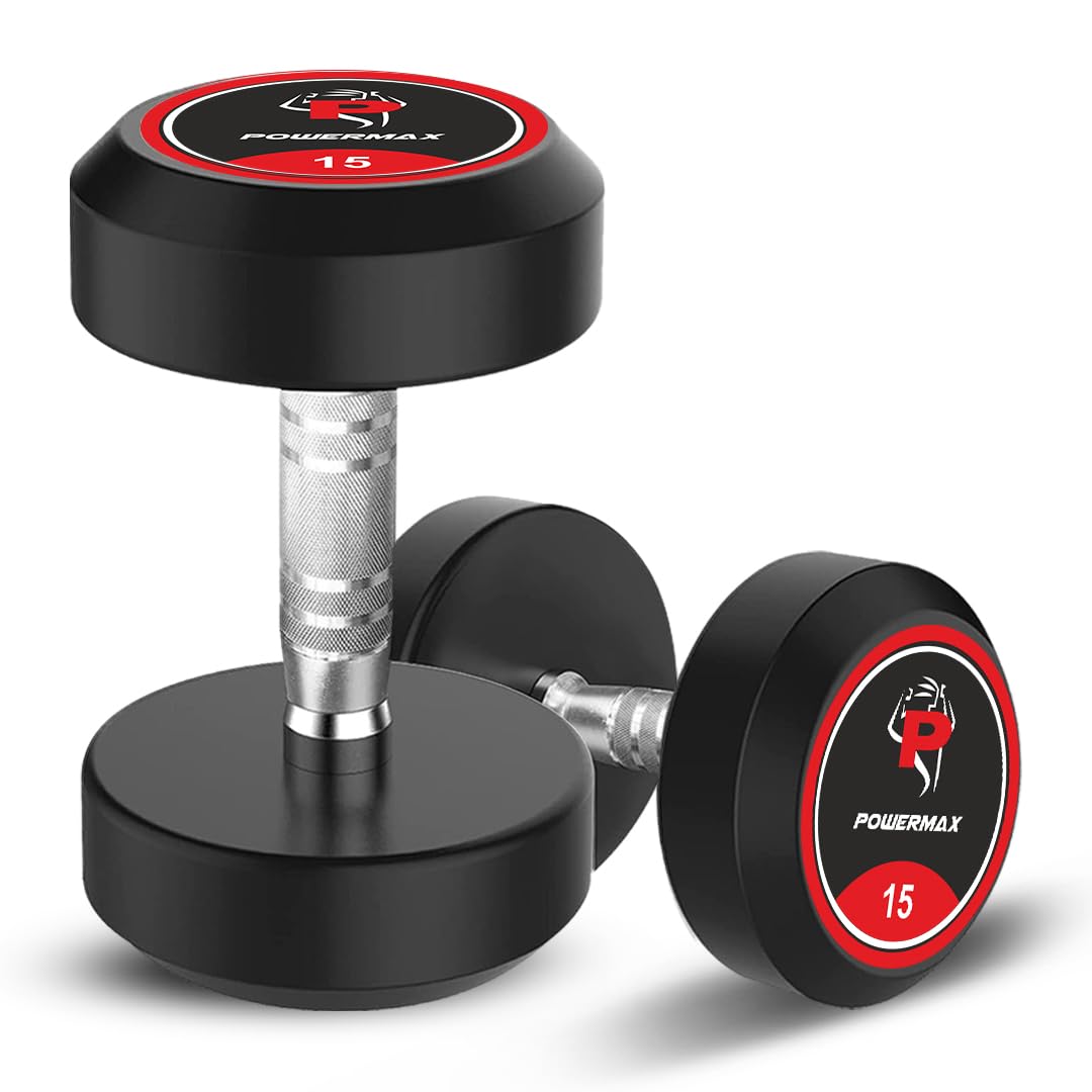 PowerMax FitnessRubber Round Dumbbell