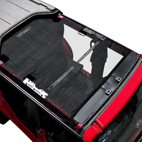 Mabett Sunshade for Ford Bronco 4 Door 2026 2021-2025 Bimini Sun Shade TopMesh Sunshade for Ford Bronco Blocks UV Leaves Cover for Bronco Accessories (Not Fit Soft Top)