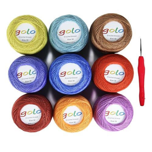 Image of golo Crochet Thread Size 30 Embroidery Thread 10gx9 Crochet Yarn for Hand Knitting 30-9-5