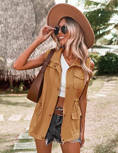 Beyove Womens Lightweight Sleeveless Military Anorak Cargo Vest With Pockets #TOP2