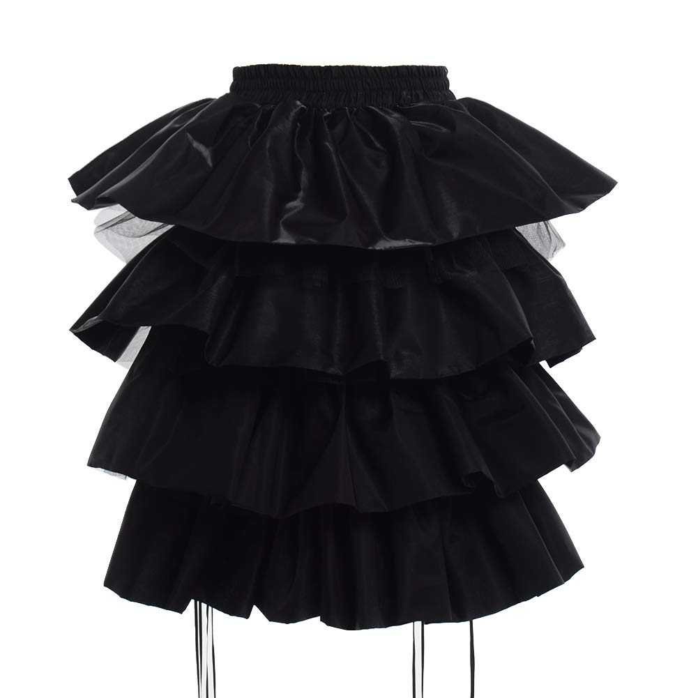 Graceart Black Steampunk Gothic Bustle Tutu Adjustable Underskirt Fancy Dress (S, )