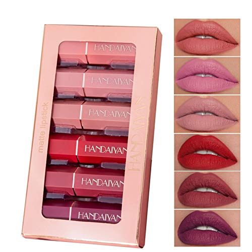 Emirde Matte Lipstick Set, 6 Colors Matte Lipstick Waterproof Long Lasting Non-Stick Cup Glosses ，with Gift Box