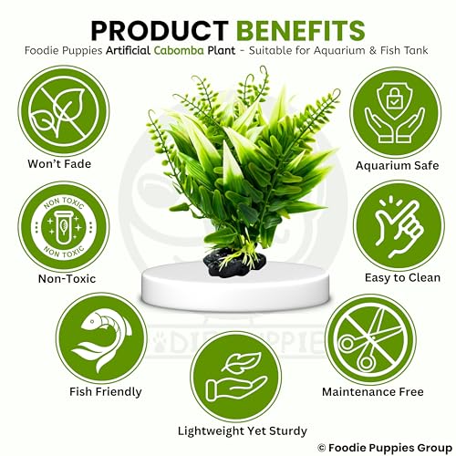 Image of Foodie Puppies Aquarium Plastic Plants with Resin Base Decor - (Cabomba Plant, Medium, 3 x 3 x 14 cm) for Fish Tank Ornament Accessories, Household & Office Natural Looking Artificial Plant