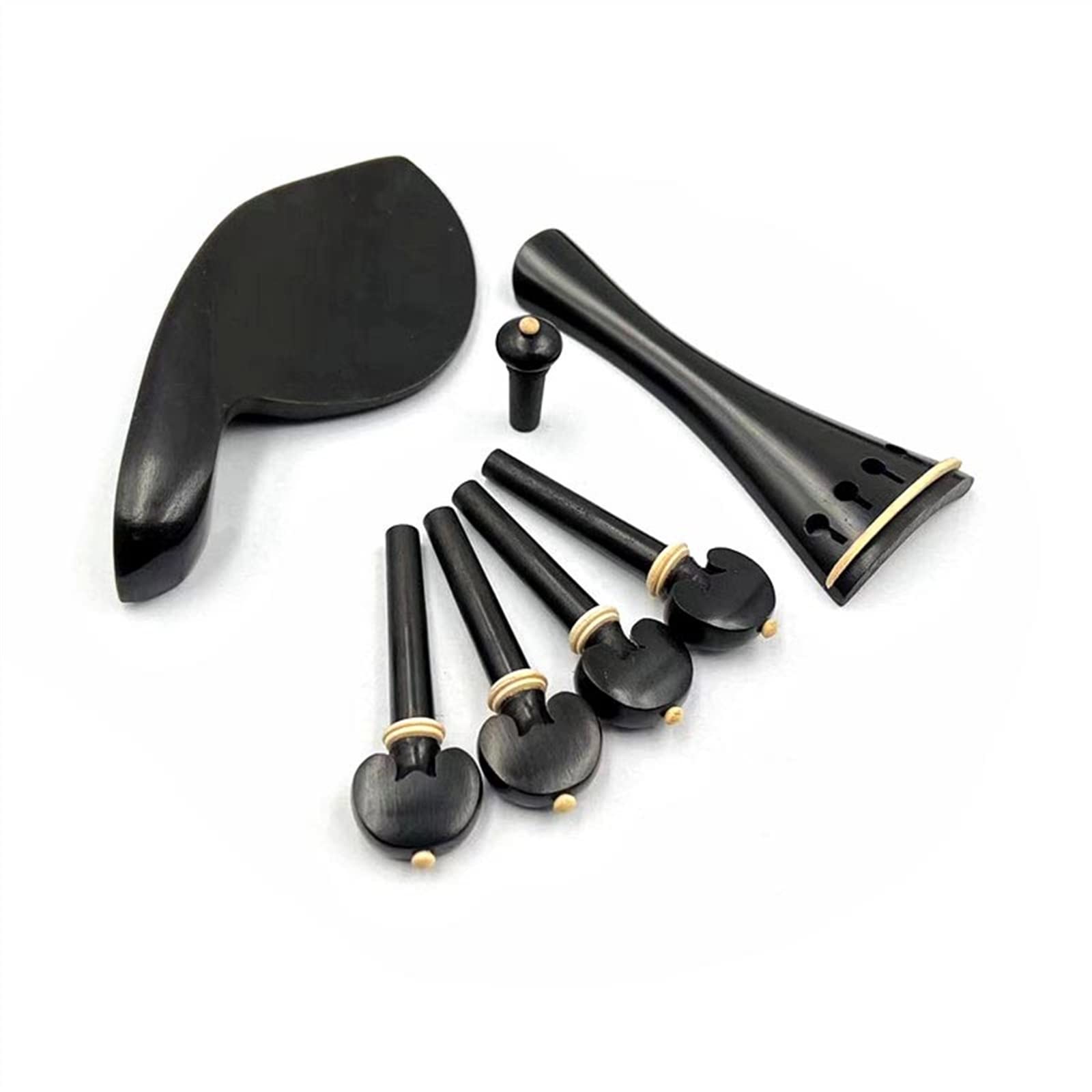 Części Zamienne do Skrzypiec Ebony 4/4 Zestaw Części Do Skrzypiec Skrzypce Tailpiece Kołki Stroikowe Kołki Podbródek Z Dekoracją Z Bukszpanu (Color : 02)