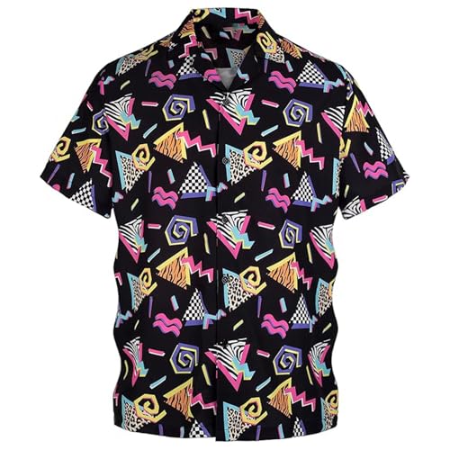 Generisch Camisa larga para el tiempo libre con estampado moderno para actividades al aire libre, relajado día a día, tejido transpirable y cómodo, Negro , 4XL