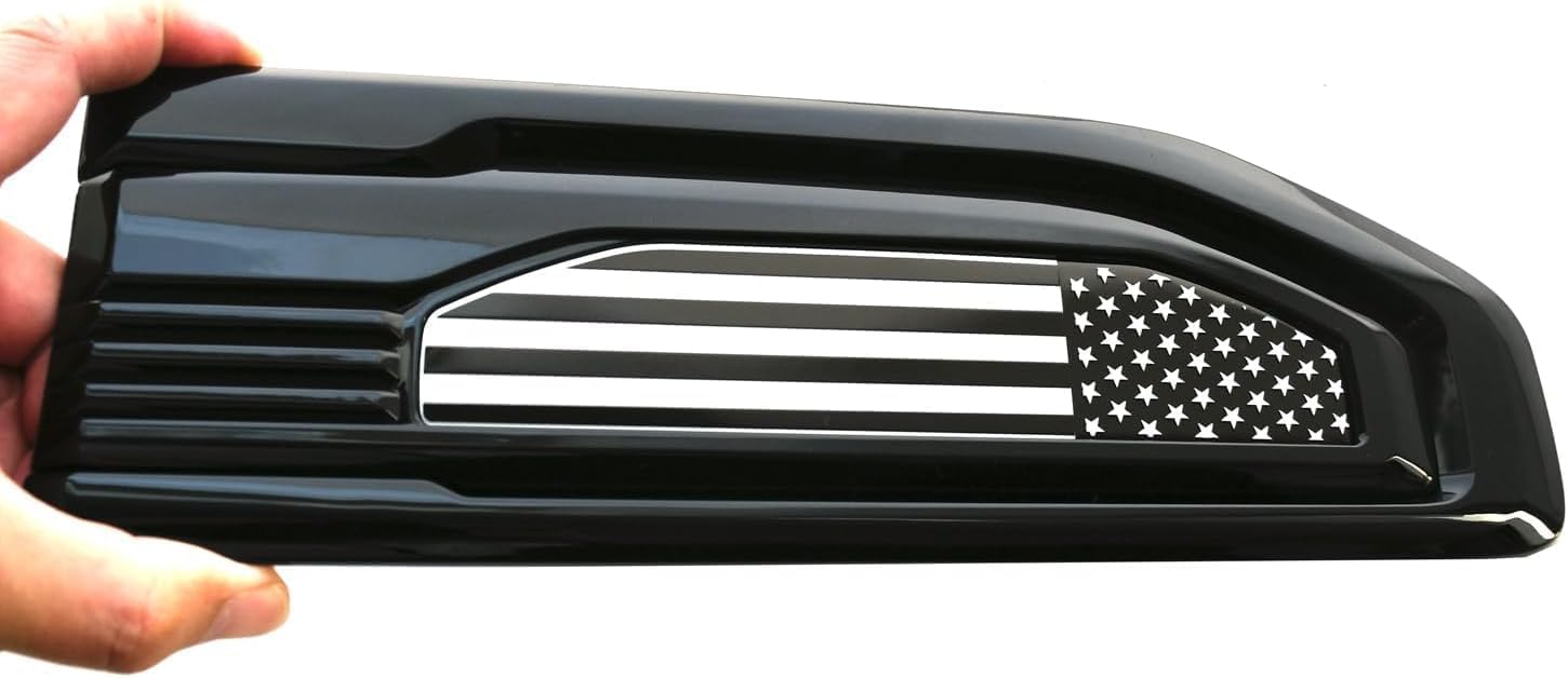 Pair Custom USA Flag Vent Emblems 3D Decal Driver Passenger Badge Kit Compatible with 2019-2025 GMC Sierra GM 1500 Model Trucks 85160715 86532094 (USA Flag-Black White)