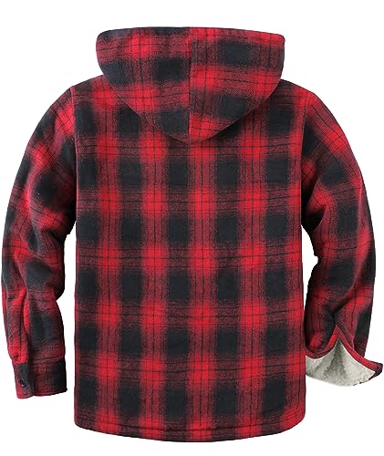 Image of ZITY Men's Flannel Hooded Jacket Fleece Sherpa Lined Plaid Shirts Jackets Zip Up Sweatshirt Hoodies for Men with 4 Pockets