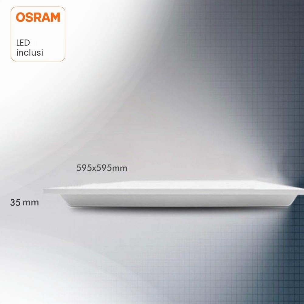 FactorLED Pack x10 Pannelli LED Slim 60x60 cm, 48W, non si sfalda, 5280 lumen, luce bianca 4000K, driver inclusi