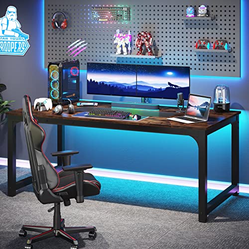 Tribesigns Modern Computer Desk, 70.8 x 35.4 inch Large Executive Office Desk Computer Table Study Writing Desk Workstation for Home Office,Rustic/Black