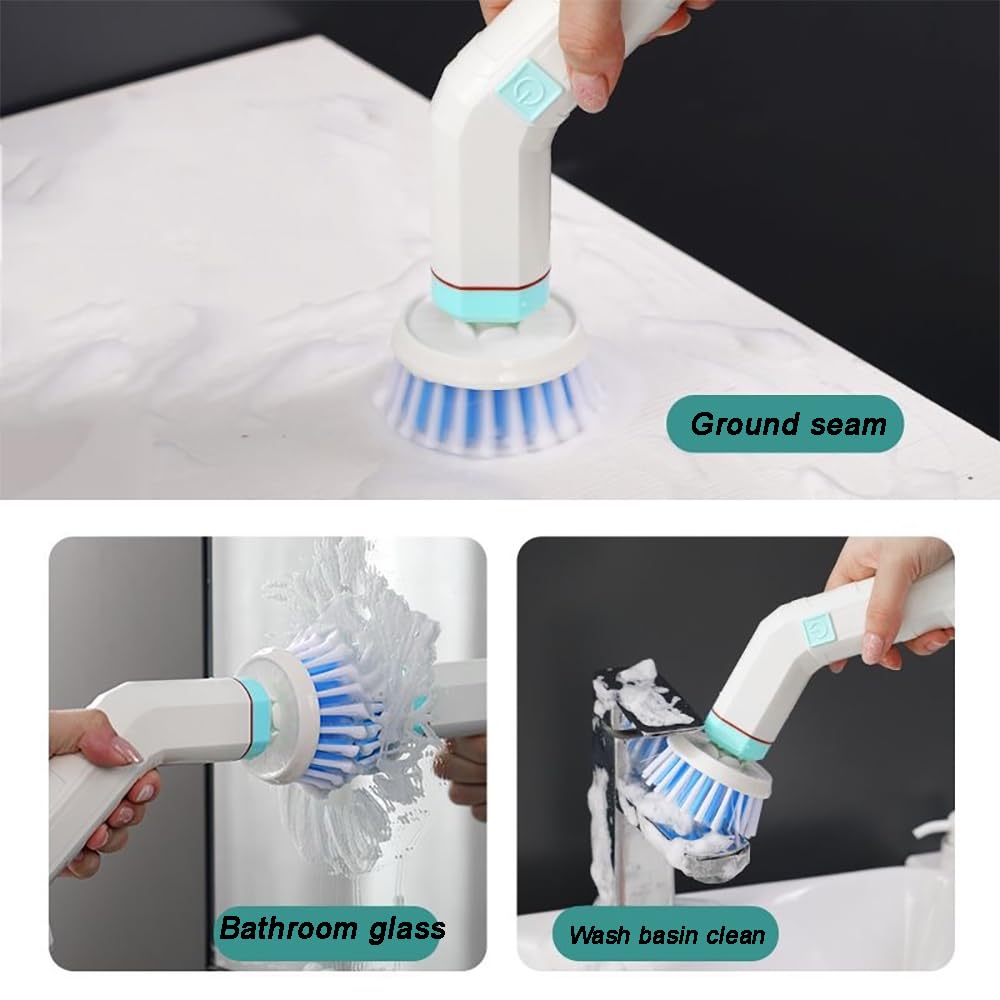 TsoLay Spazzola Pulisci Scarpe Elettrica, Lucida Scarpe 2 Pezzi, Kit Lucida Scarpe Portatile con 2 Testine Sostituibili, Pulizia a Tutto Tondo, Design Impermeabile IPX7, per Bagno, Cucina, Pavimento