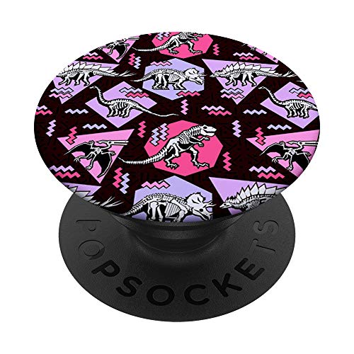 Cool Dinosaurs Pattern Design Dino Gifts For Kids On Black PopSockets PopGrip: Swappable Grip for Phones & Tablets