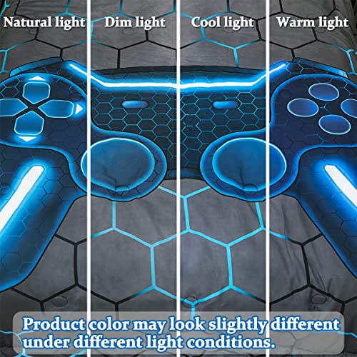 Tasselily Game Console Twin Comforter Set For Boys Girls, Blue Honeycomb Gaming 6 Piece Bed In A Bag Teen Kids Bedding Sets With Sheets #TOP7