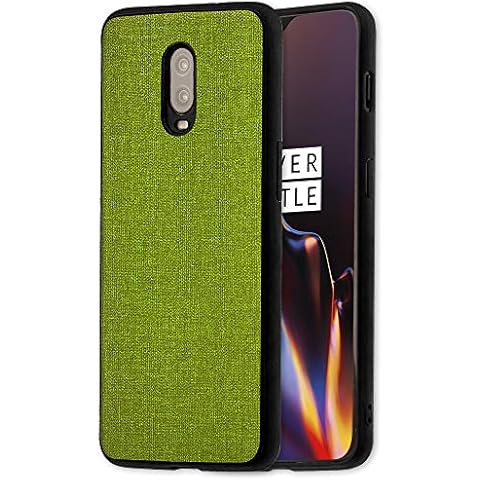 Lilware Canvas Rubberized Texture Plastic Phone Case for OnePlus 6T. Green Cover