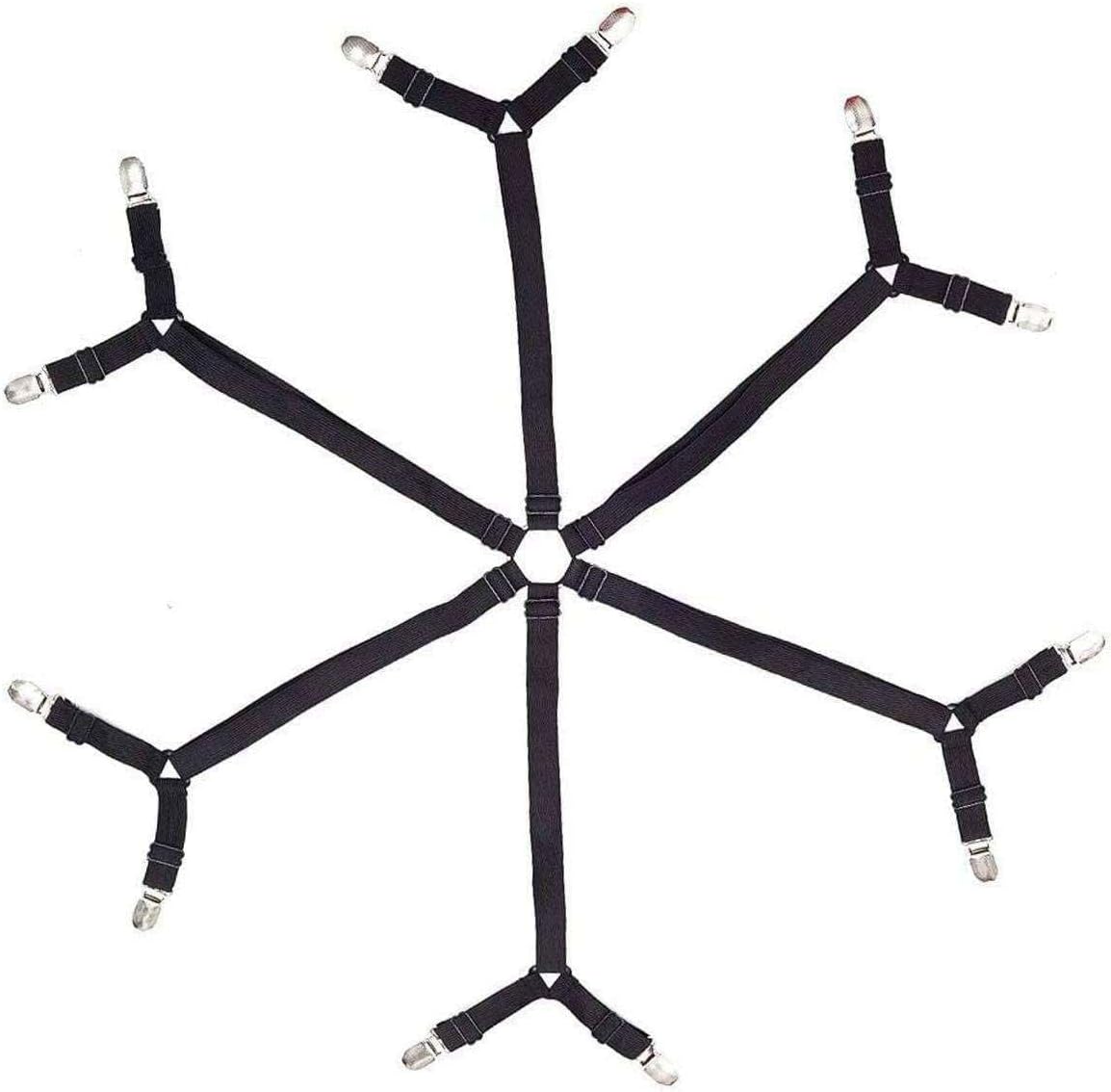 LKOP 2 pcs 6 Sides Crisscross Bed Sheet Fastener Sheet fasteners Bed set Bed sheet Sheet set Blanket holder Twin sheets Mattress pad Mattress cover Fitted sheet Sheet straps Bed sheet straps