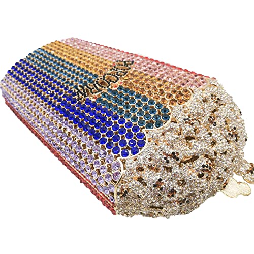 Image of DJBM Luxury Women Popcorn Rhinestone Evening Bag Funny Crystal Handbag Novelty Diamond Clutch Purse for Evening Party Prom
