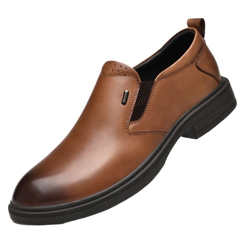 Men's Classic Leather Dress Shoes Comfortable Walking Business Office Pointed Toe Slip-On Summer Lace Up Oxford Shoes