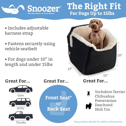Image of Snoozer Dog Car Seat for Dogs up to 18lbs, Lookout I, Grey Quilted (S)