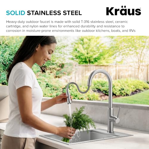 Image of KRAUS Oletto Outdoor Kitchen Faucet T-316 Marine Grade Stainless Steel
