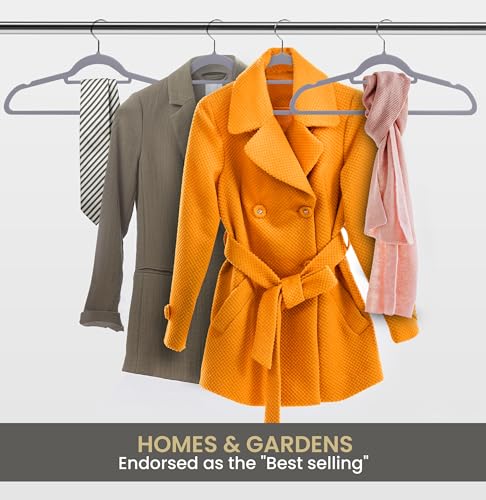Utopia Home - Antirutsch-Kleiderbügel aus Samt - rutschfeste und strapazierfähige Kleiderbügel aus Samt mit Krawattenhalter - Stark genug, Jacken und Pullover zu halten (Grau, 50er-Pack)