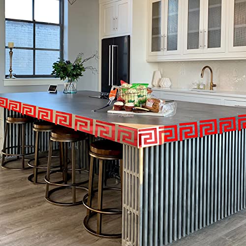 Micbutty Mirror Wall Stickers, 48 Pcs Removable Acrylic Mirror Wall Decal Geometric Greek Key Mirror Sticker Adhensive Stickers For Home Living Room Bedroom Tv Background (Red, 4 X 4 Inch) #TOP4