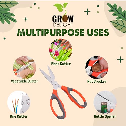 Image of Scissors for Home Gardening and Household | Scissors for kitchen Use | Cutter for Plants With Steel Blades & Camfortabel Grip | Multipurpose Sicssors