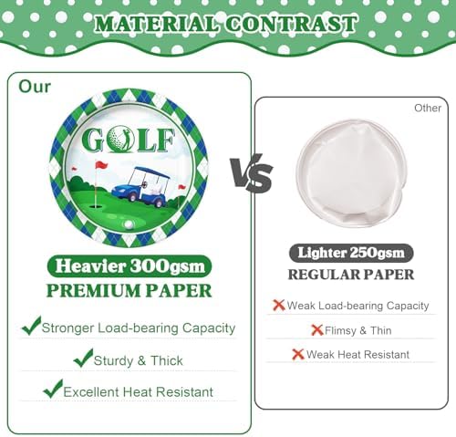 96 Pcs Golf Plates and Napkins Tableware Set (Serve 24), Golf Birthday Party Decorations, Birthday Decorations Include Plates Napkins Plastic Forks - 1
