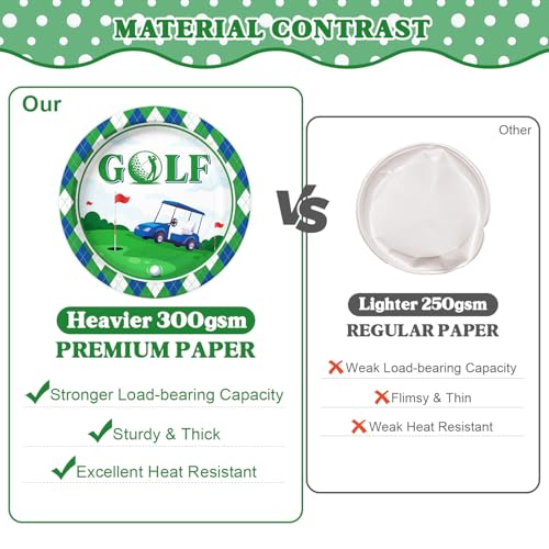 96 Pcs Golf Plates and Napkins Tableware Set (Serve 24), Golf Birthday Party Decorations, Birthday Decorations Include Plates Napkins Plastic Forks