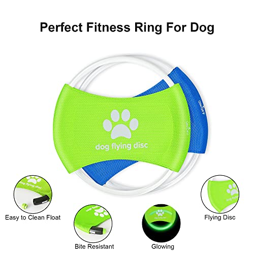 Exeeinpth 2 Pack Dog Flying Disc, Doy Toys Glow In The Dark Flying Saucer, Led Lights Flying Disc Dog Sport Toy, Soft Rubber Pet Disk Toy For Throwing, Catching, Grabbing Flying Toy For Dogs #TOP5