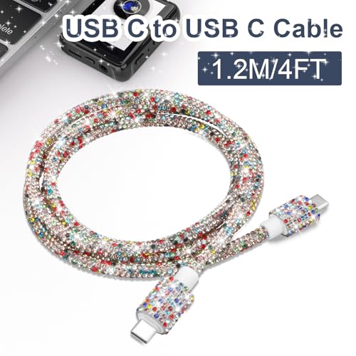 Image of Aolcev USB C Cable Fast USB to USB C Charging Cord 4FT USB Type C Charger Cord Cute Bling Sparkling Diamond Phone Charger Cable for iPhone 17 16 Pro Max 15 Pro Max Plus Galaxy S25 S24 S23 Colorful