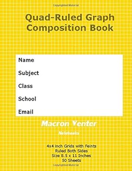 Quad-Ruled Graph Composition Notebook [4x4 Inch Grids] : Sheets with Feint Grid Lines - 8. 5 X 11 Inches [Ruled Both Sides]