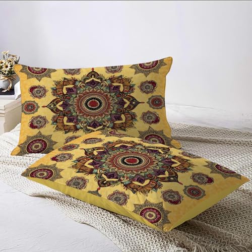 Housse de couette ocre en microfibre douce qualité supérieure motif ethnique - 6