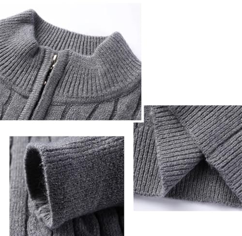 Men's Stand Up Collar Ribbed Zipper Sweater Solid Color Slim Fit Casual Knitted High Neck Pullover Sweater3