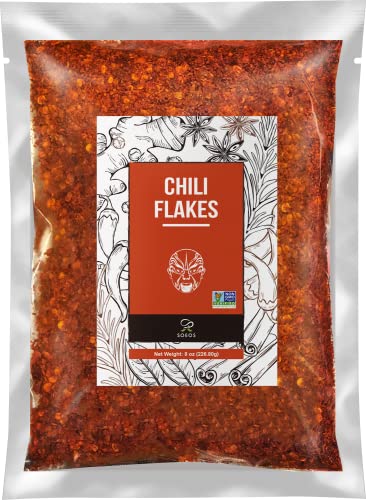Soeos Premium Sichuan Chili Flakes 8Oz (226G), Ground Sichuan Red Chili Pepper, Spicy Dried Chili Flakes For Sichuan Cuisine, Chili Flakes For Red Chili Oil, Chili Flakes For Bbq, Pepper Flakes Bulk #TOP14