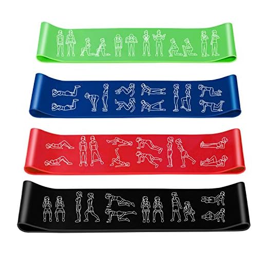 AMONAX AMONAX Bandas Elasticas Fitness, Cintas Elasticas Fitness Látex Natural con 4 Niveles Ejercicios en Piernas, Glúteos y Brazos, 4 Bandas Resistencia para Yoga, Pilates, Crossfit, Estiramientos