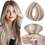 Elailite Tape in Hair Extensions Human Hair Real Human Hair 10 Pcs Invisible Thin Type - Seamless Skin Weft Remy Hair Extension (#18/613 Ash Blonde Mix Bleach Blonde, 12 Inch-10g)
