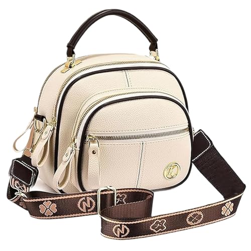 Balconfoster Crossbody Bag, Classic Multifunctional Compartments Adjustable Wide Shoulder Strap Leather Crossbody Bag