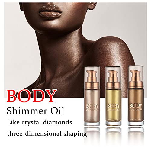 Body Shimmer Oil Highlighter Makeup Shimmer Body Lotion ,Body Glow,Body Seductive Gold,Body Makeup Waterproof Shimmer Body Oil For Face & Body - Rose Gold #TOP6