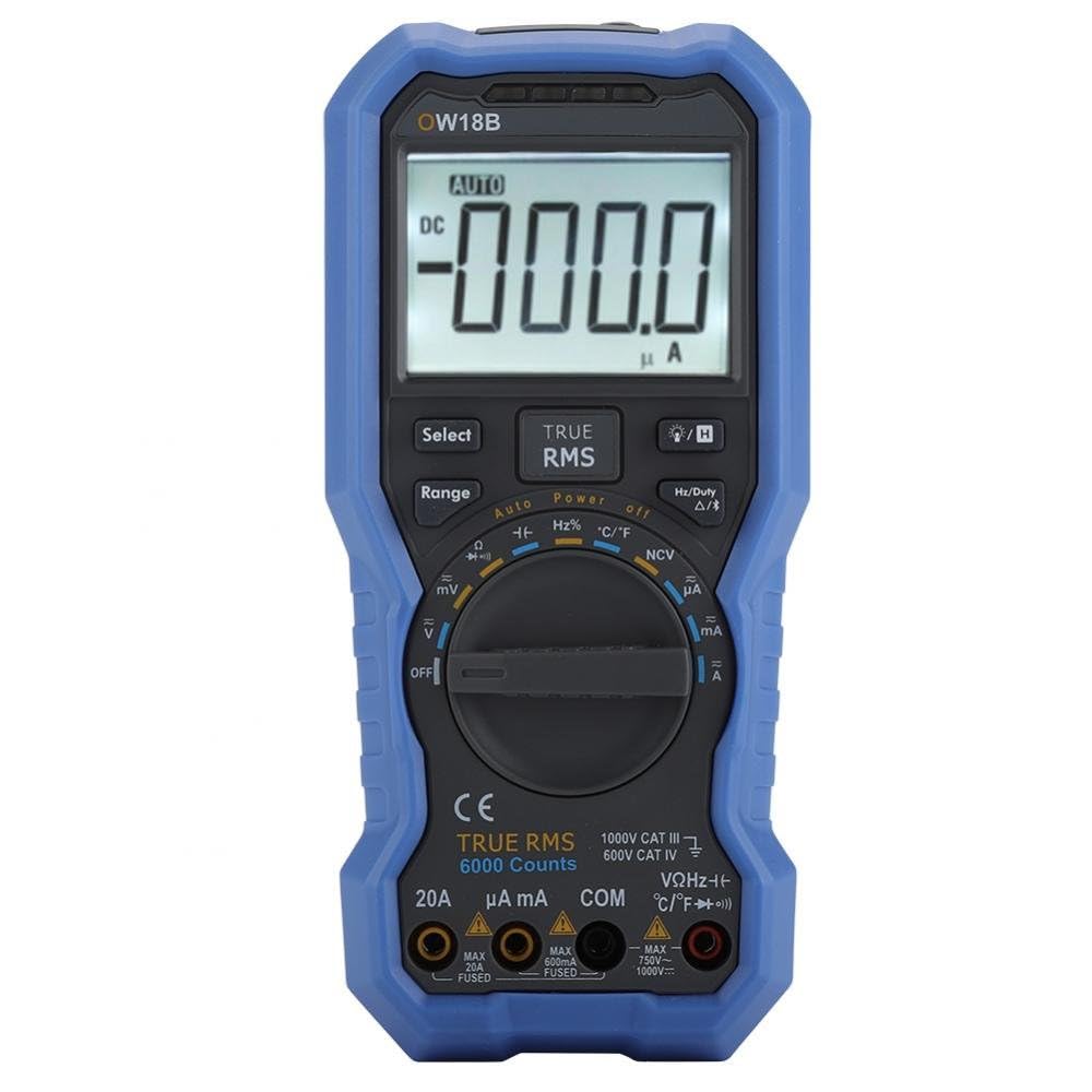 OW18B Digitales Multimeter, Bluetoothes Messgeräte Digitales Amperemeter Ohmmeter Multifunktionales Datenlogger für Spannung Strom Widerstand Kapazität Diodentemperatur