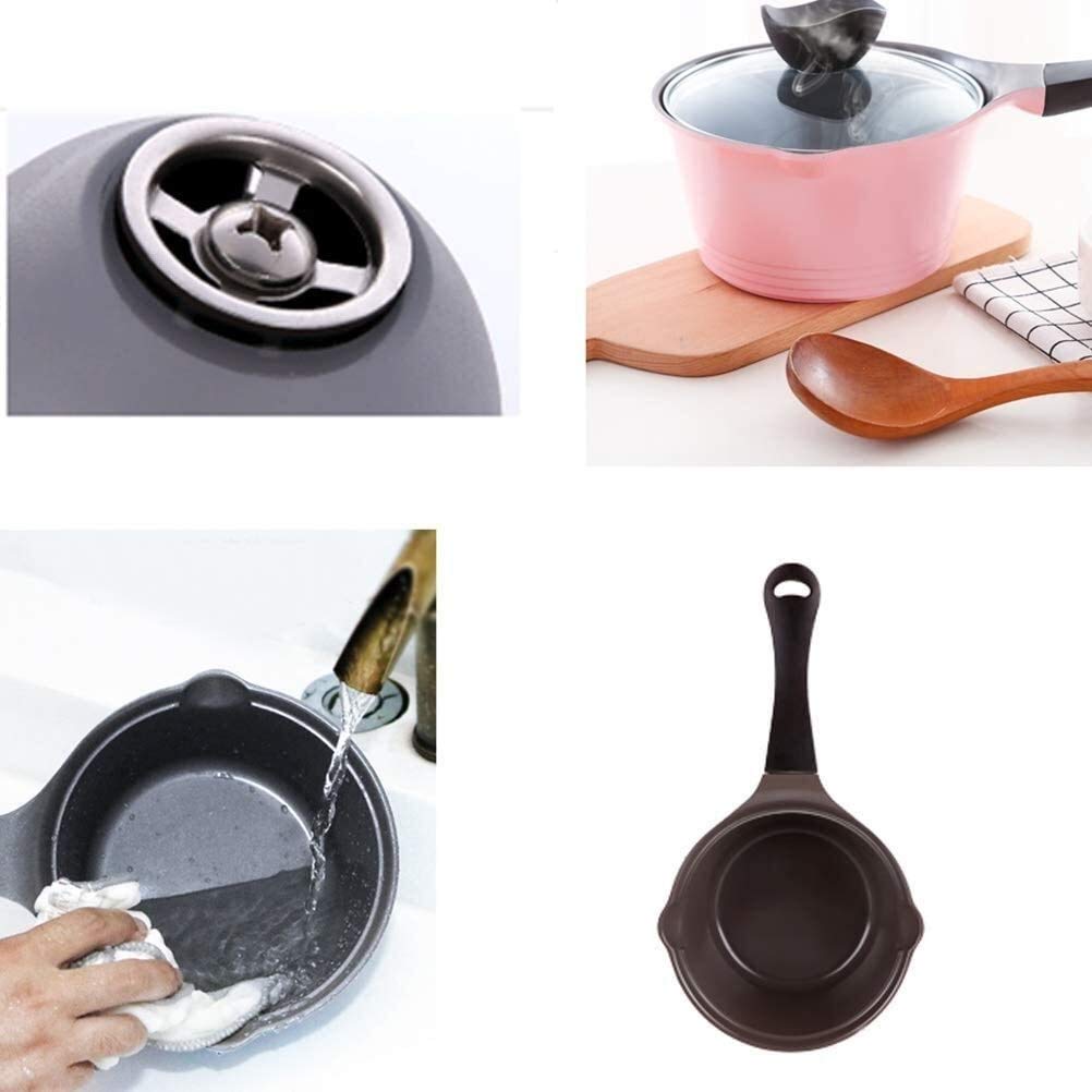 Antihaftbeschichteter Milchtopf, Kochtöpfe, Keramiktopf mit auslaufsicherem Deckel, sicherer antihaftbeschichteter Milchtopf for Babynahrung, Küche, Induktionskochgeschirr, 17,8 cm (Farbe: Rosa) (Farb