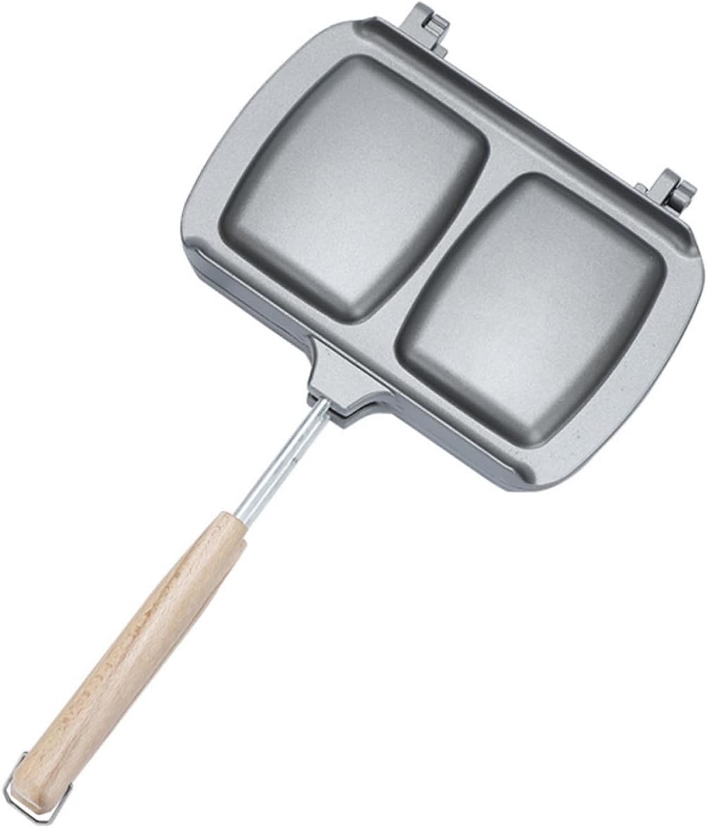Double-sided Non-stick Sandwich Maker Pan Ergonomic Grip Kitchen Cooking Tool for Breakfast Outdoor Use Versatile Design for Induction Gas Stoves Easy to Clean