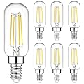 E12 LED Light Bulbs 40 Watt Equivalent, 4W Candelabra Dimmable Edison Bulbs, 5000K Daylight White T6 LED Bulbs for Chandelier Ceiling Fan Light 400LM, Vintage T25 Tubular Small Filament Bulbs, 6 Packs