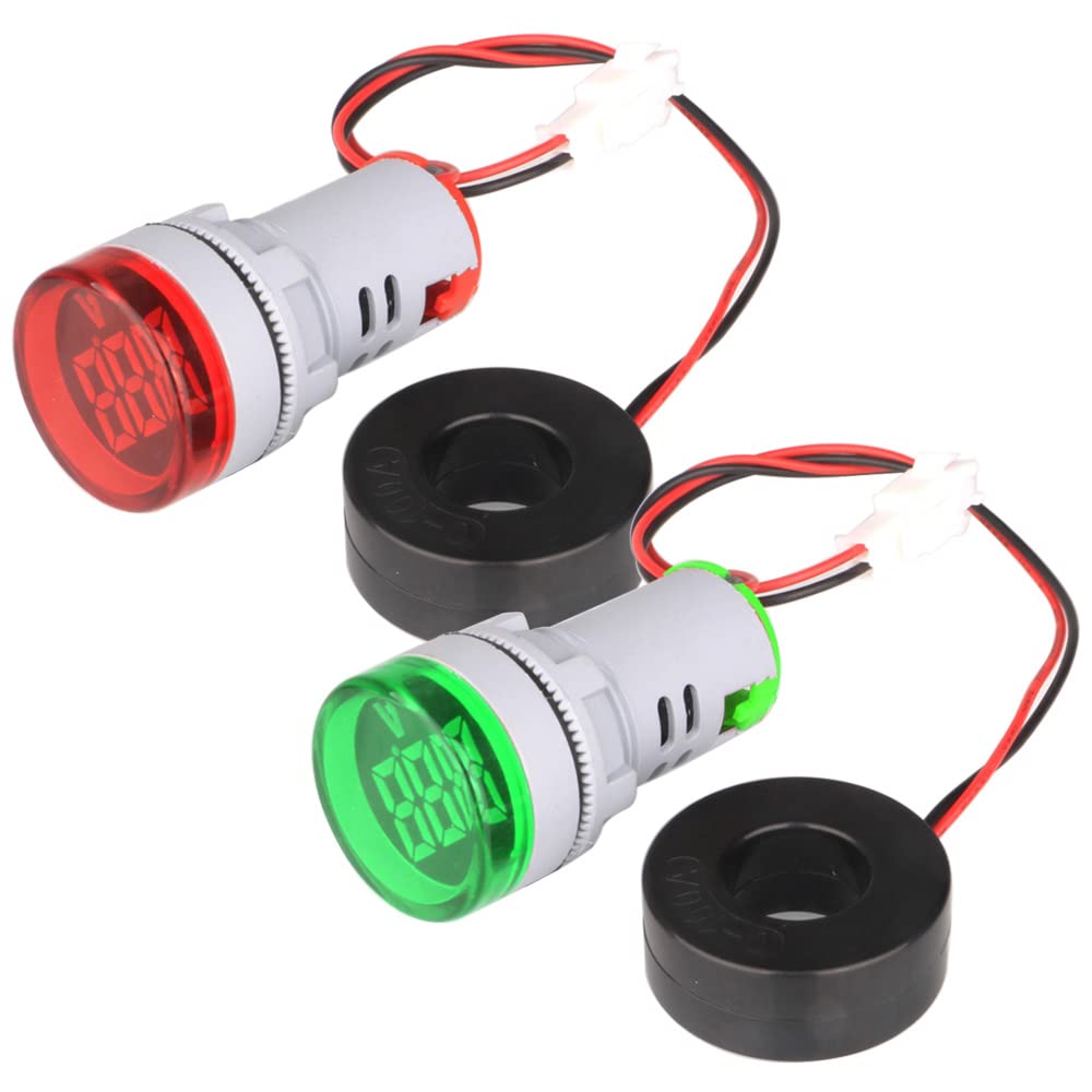 Gebildet Digital Mini LED Ammeter AC 0-100A, Digital Amperage Tester Meter Ampere Monitor LED Signal Indicator Light Panel(Red/Green)