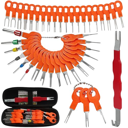 XLWJBES Automotive Electrical Terminal Removal Tool Kit Pro - 41+1Pcs Automotive Depinning Tool Kit Terminal Connector Removal Tools for Vehicle Motorcycle & Electrical Applications Orange