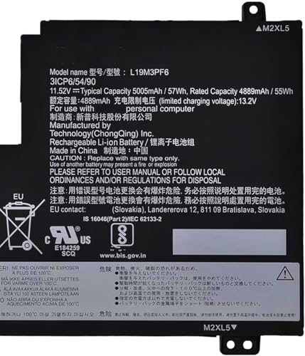Image of 57Wh L19M3PF6 L19L3PF2 L19C3PF5 Laptop Battery Replacement for Lenovo Ideapad 5-15IIL05 5-15ARE05 5-15ITL05 5-15ARE05 5 15IAL7 5 15ABA7 Series 82SG L19M4PF1 L19L4PF1 L19C4PF1 L19D3PF3 L19C3PF4 11.52V