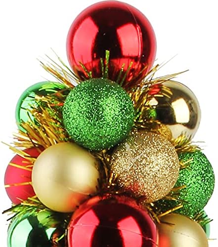 Costyleen 16 Inch Christmas Ball Tree Fireplace Table Decoration Home Party Decorative Ball Ornaments Xmas Tree Decors Classic Red Gold Green