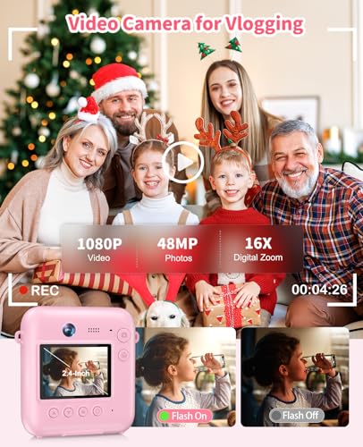image for Sevenat Kids Camera Instant Print, 48MP Dual-Lens Digital Camera for G