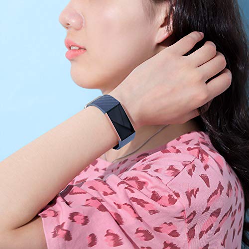 Dirrelo 3 Pack Compatible con Fitbit Charge 3 Correa/Fitbit Charge 4 Correa/Charge 3 SE Correa para Mujeres Hombres, Pulsera Deportiva de Repuesto Ajustable de Silicona Suave, Nero+Blu+Blu Grigio S - imagen 5